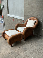GOODWOOD Vintage Pottery Barn Wicker Chair and Ottoman