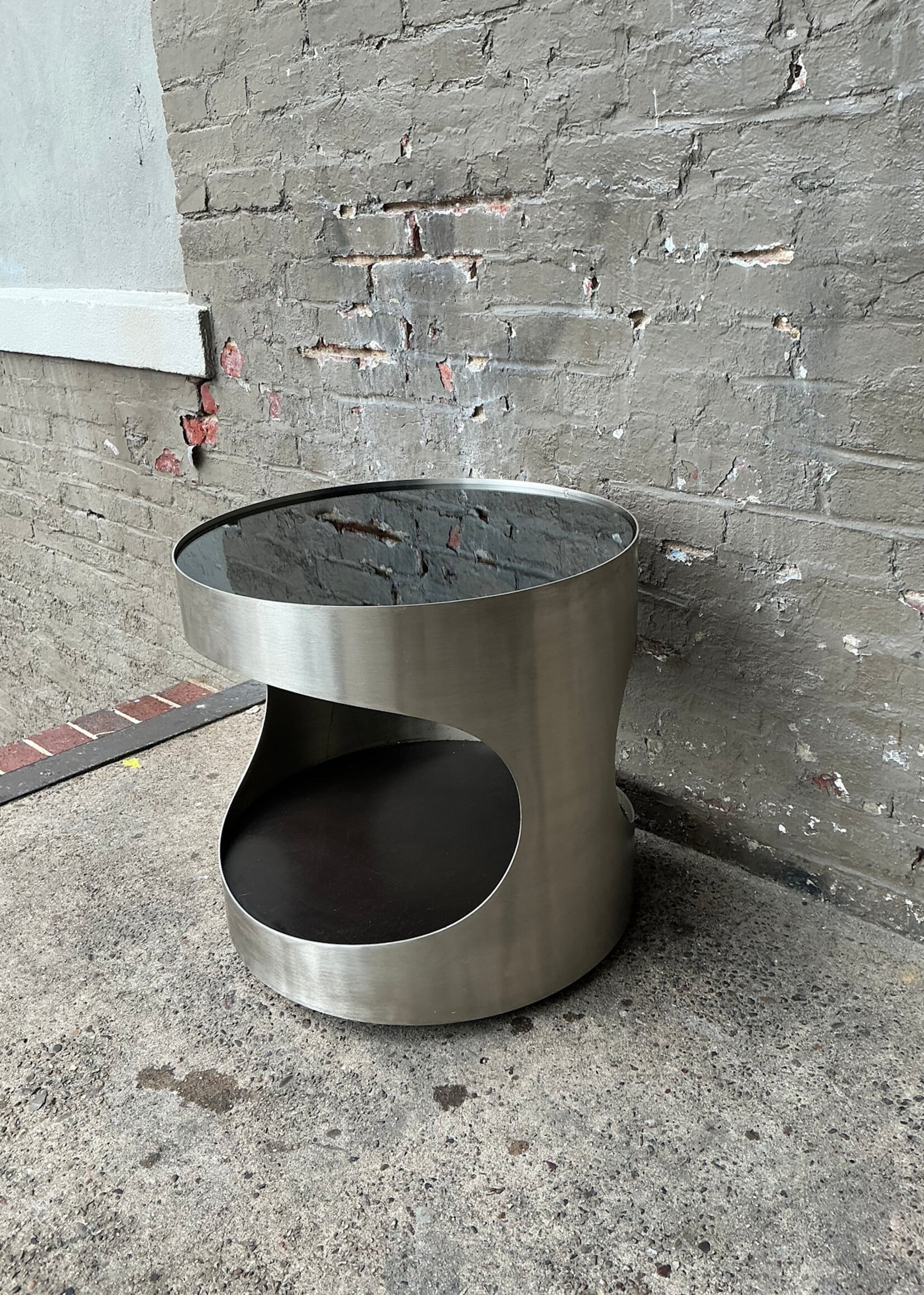 GOODWOOD Post Modern Aluminum and Glass Side Table