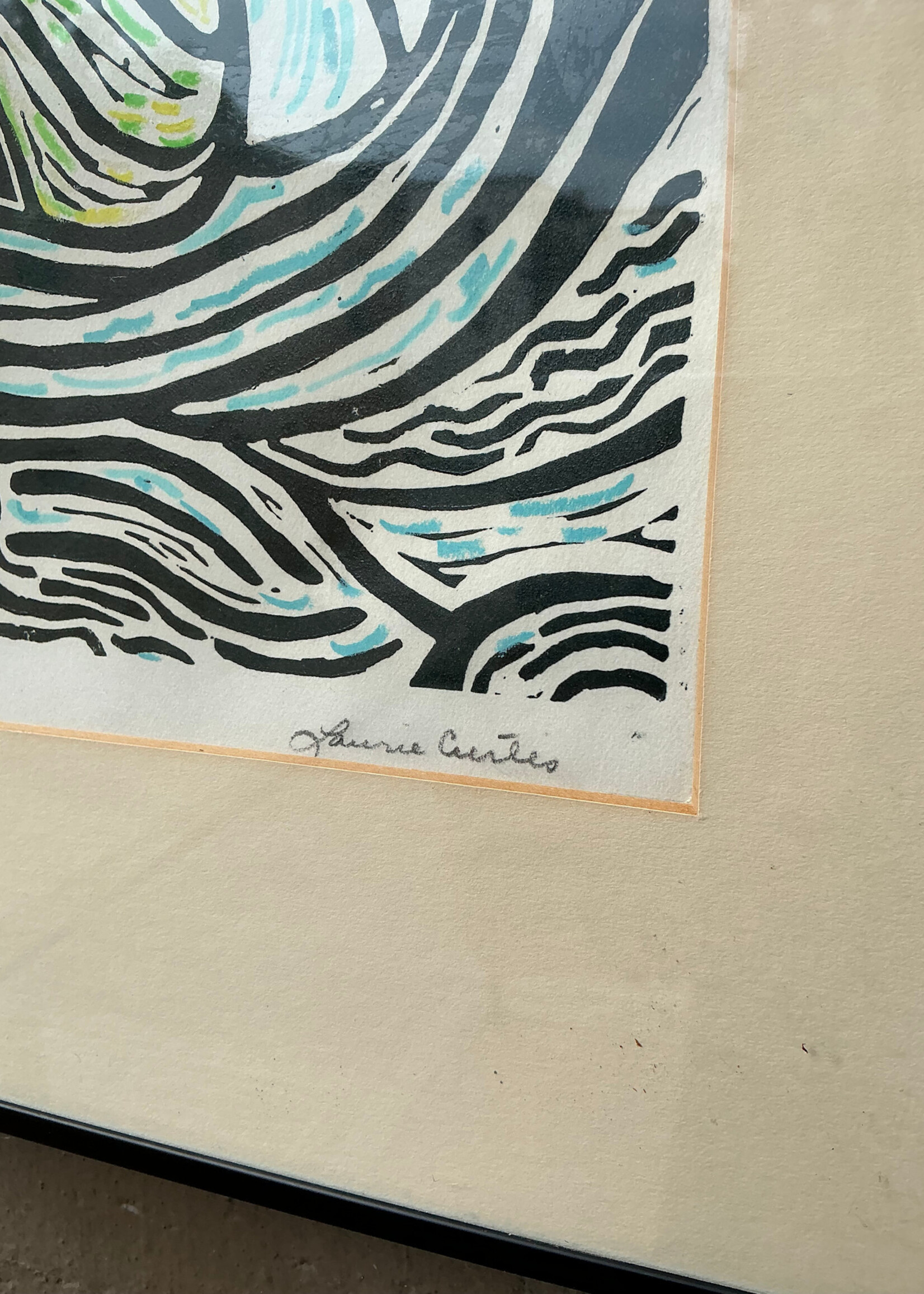 GOODWOOD Laurie C Linocut and Chalk
