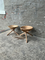GOODWOOD Pair of Vintage African Stools, One Damaged