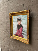 GOODWOOD Woman in Pink Coat, Oil on Canvas