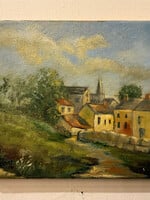 GOODWOOD Village Scene, Post, Oil on Canvas, 8 x 10