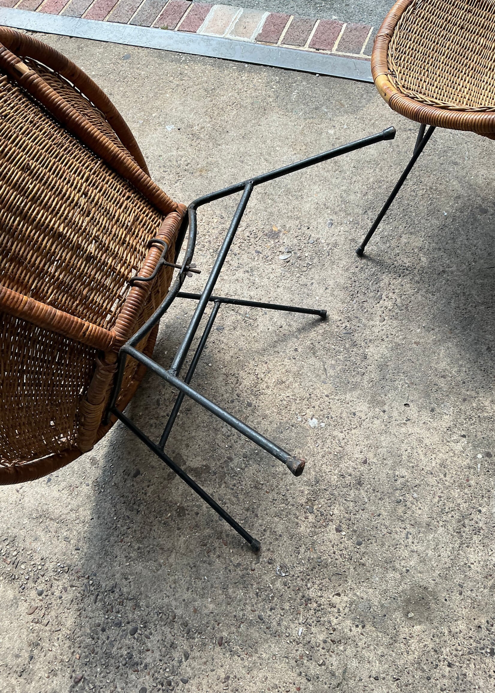 GOODWOOD Pair of MCM Wicker Saucer Chairs, Loss