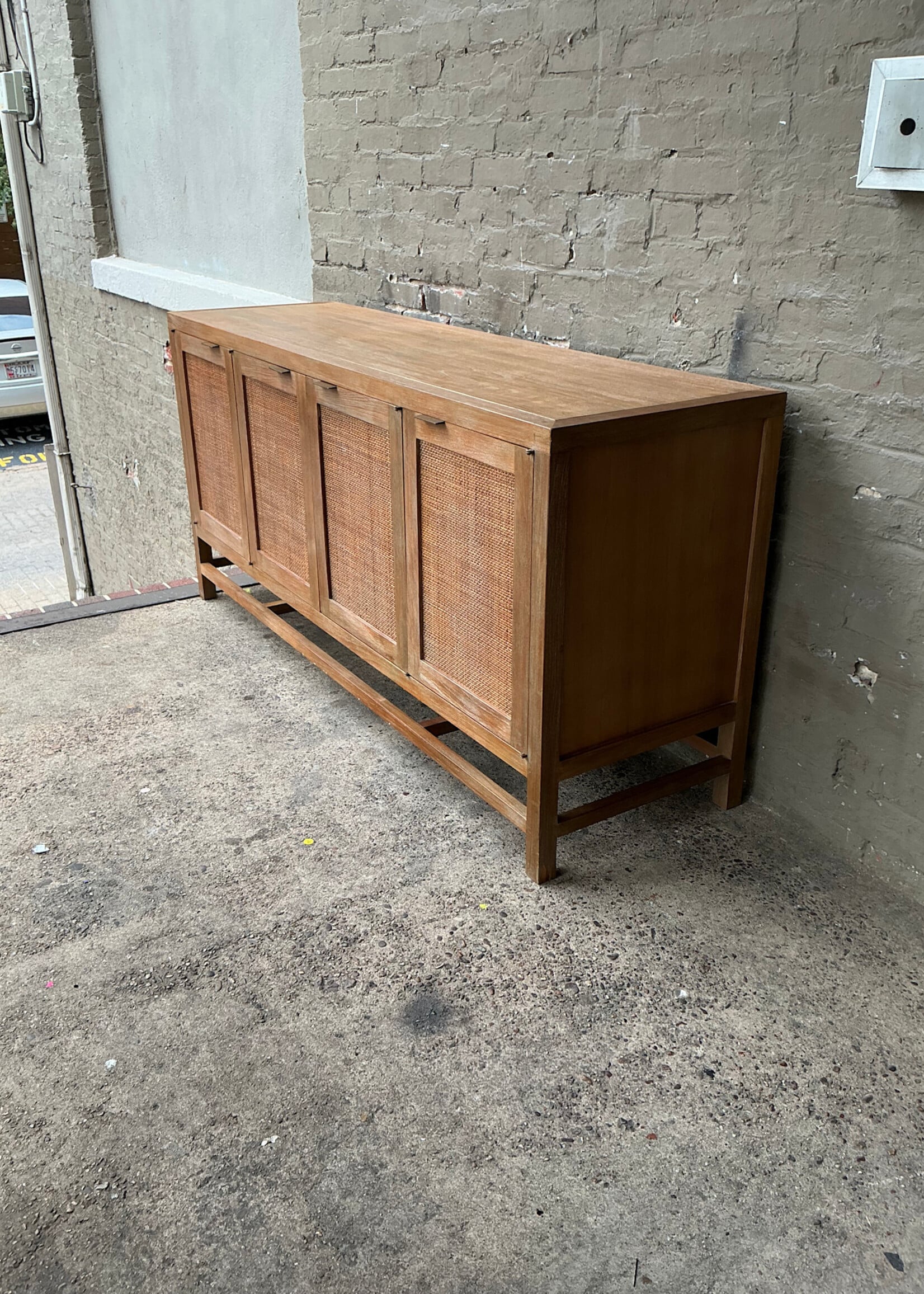 GOODWOOD Modern Fruitwood and Wicker Credenza