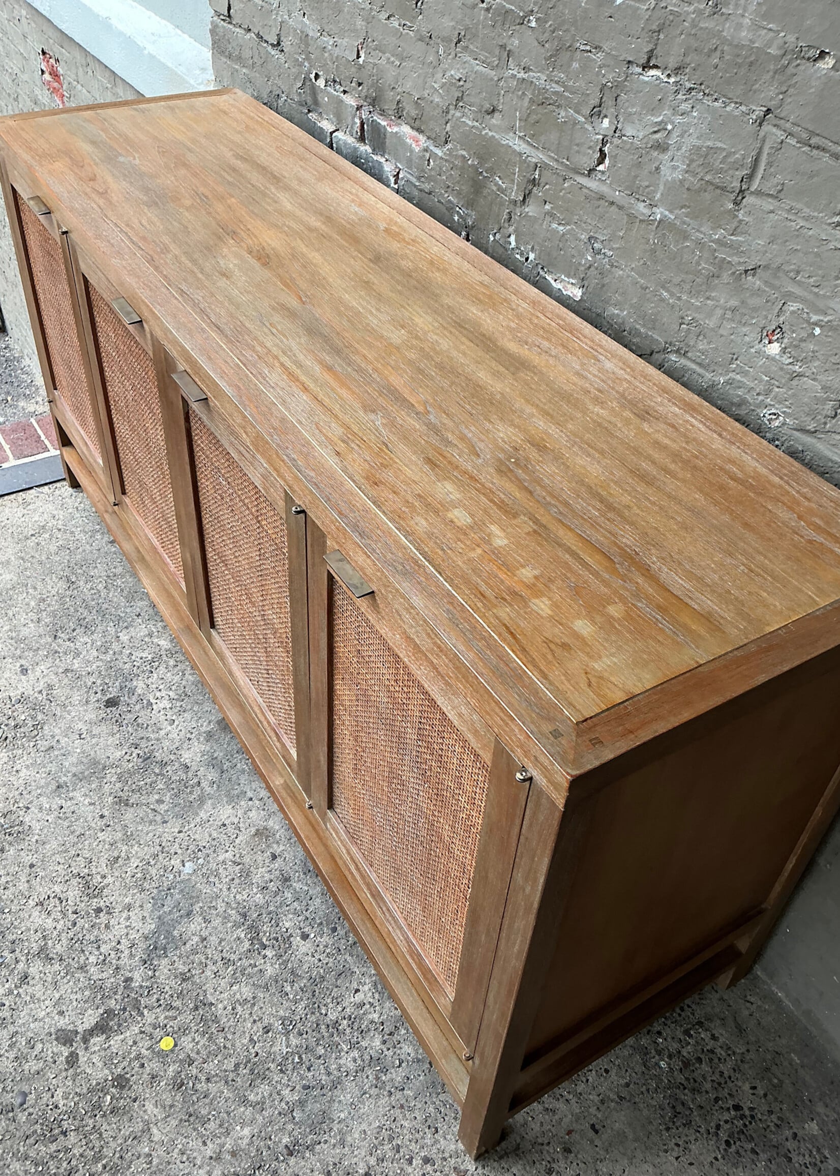 GOODWOOD Modern Fruitwood and Wicker Credenza