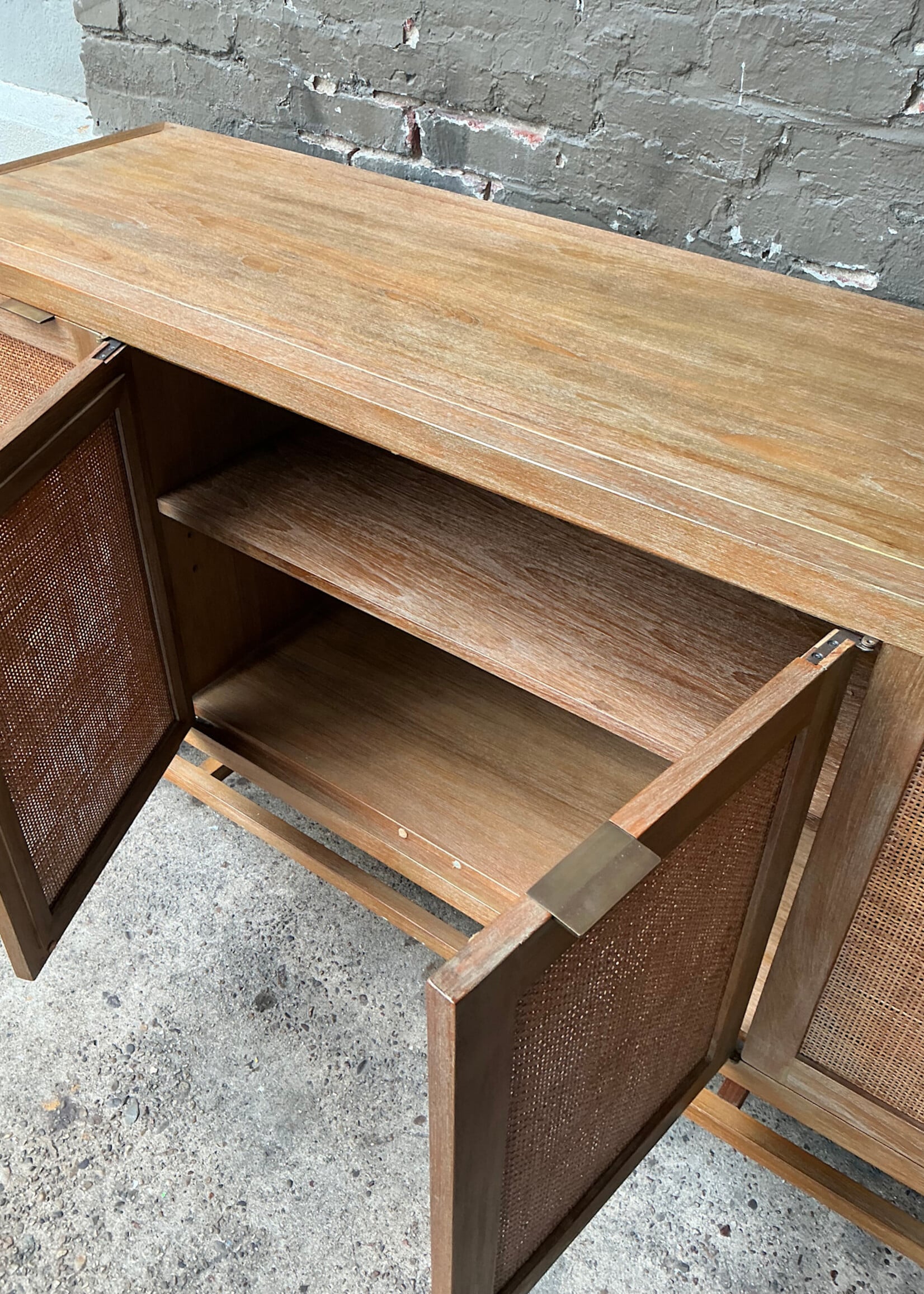GOODWOOD Modern Fruitwood and Wicker Credenza