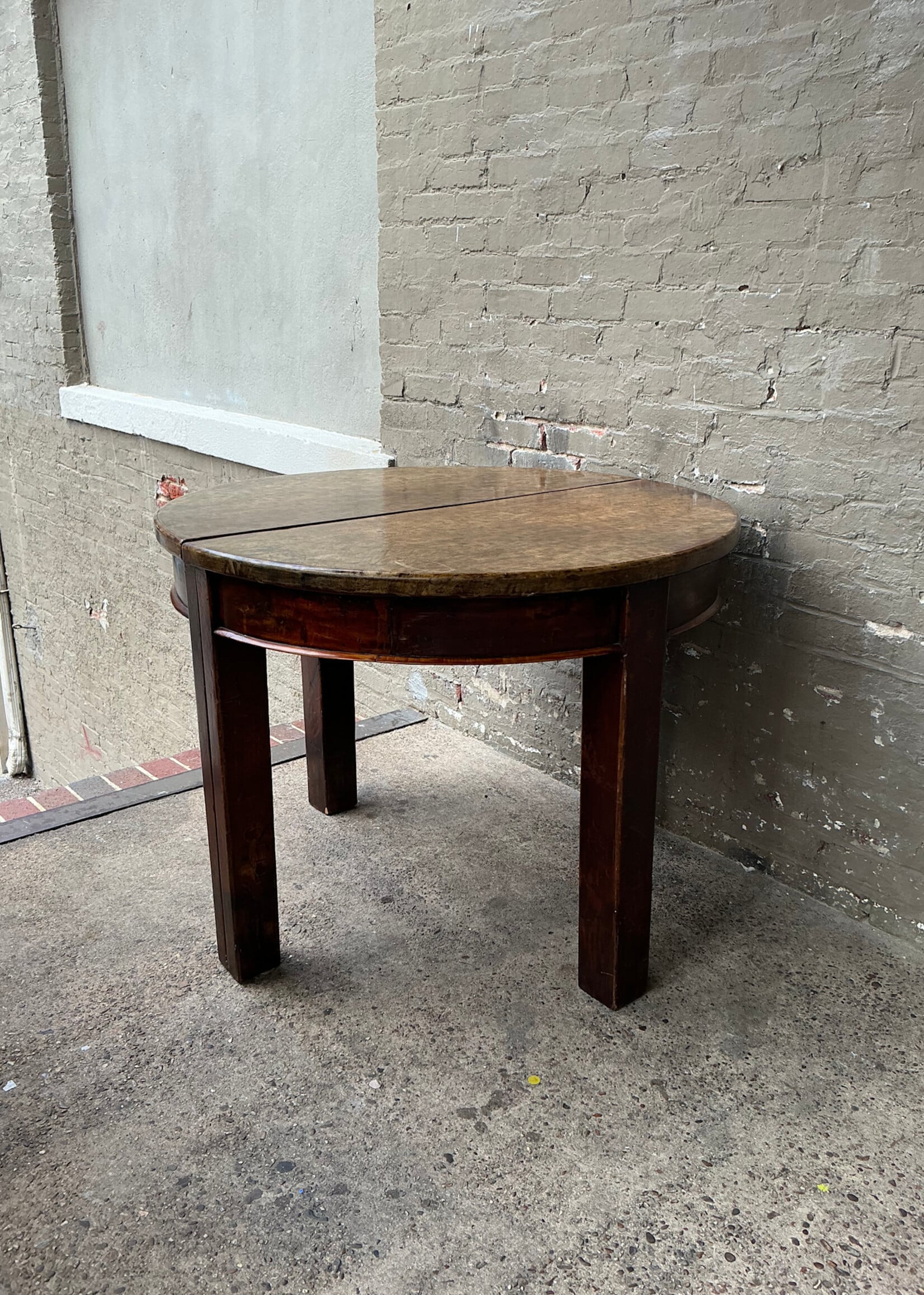GOODWOOD Pair of Oriental Leather Top Demi Lunes/Table