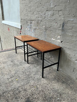 GOODWOOD Pair of MCM Walnut and Iron Side Tables