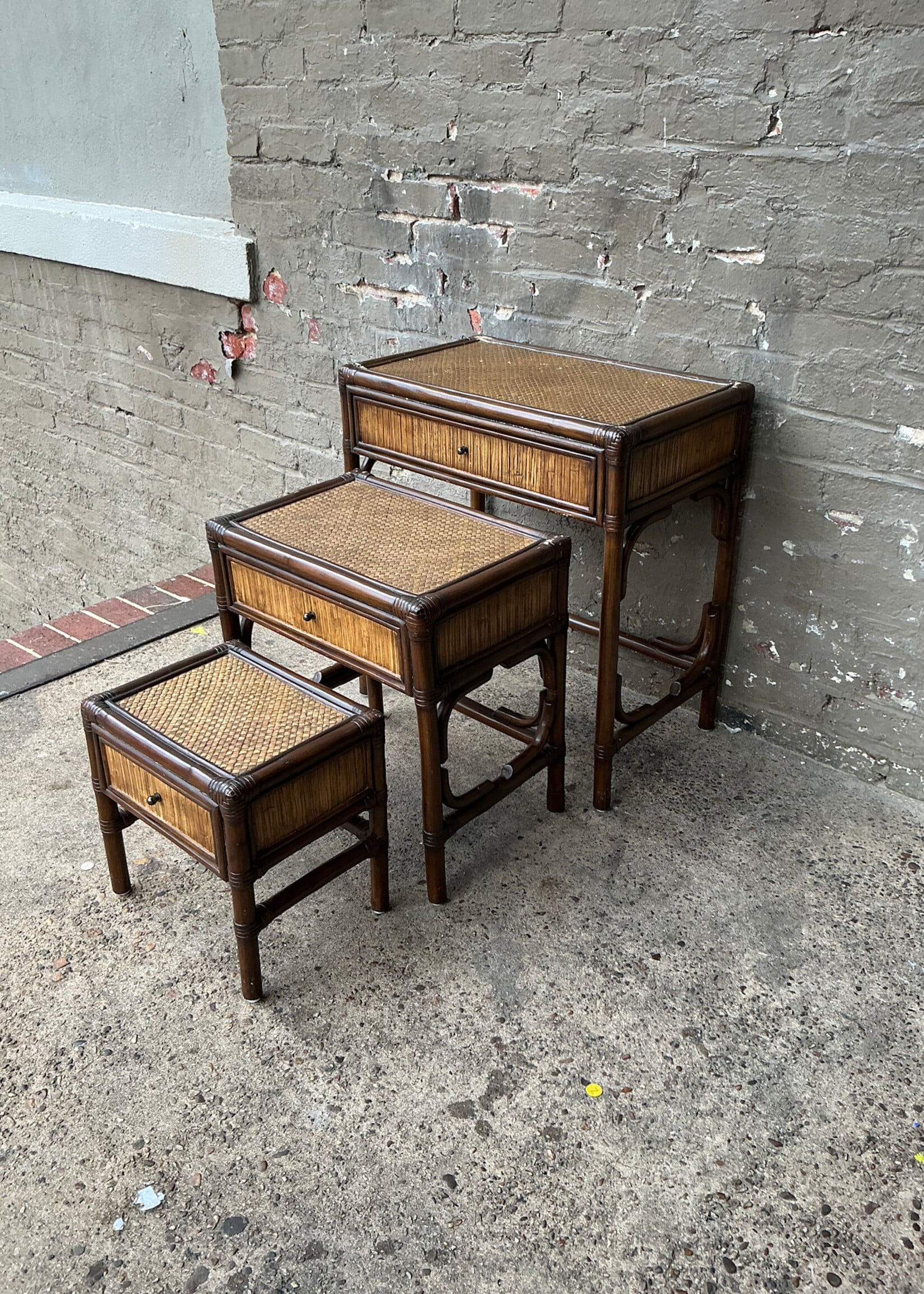 GOODWOOD Set of Three Rattan Nesting Tables