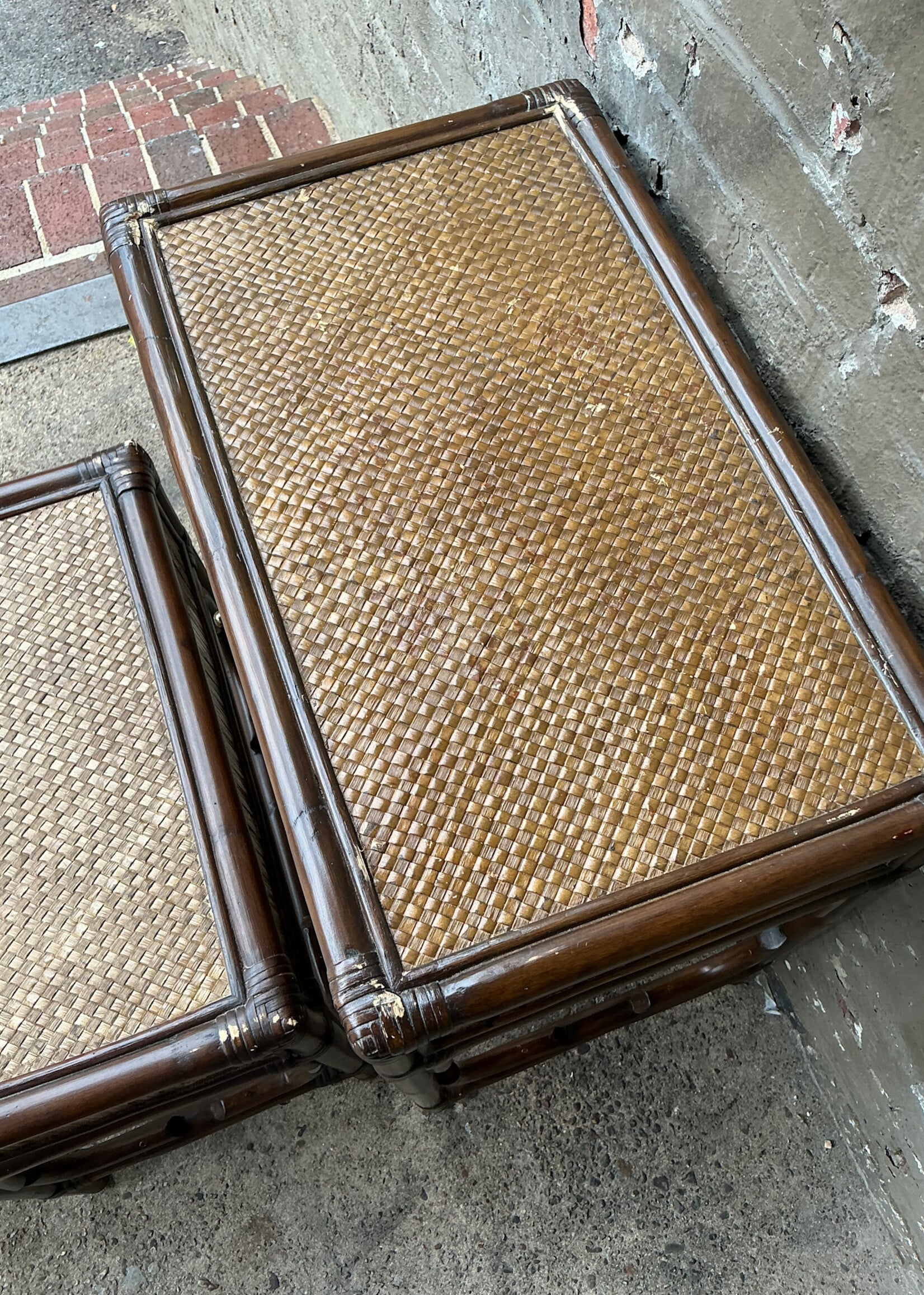 GOODWOOD Set of Three Rattan Nesting Tables