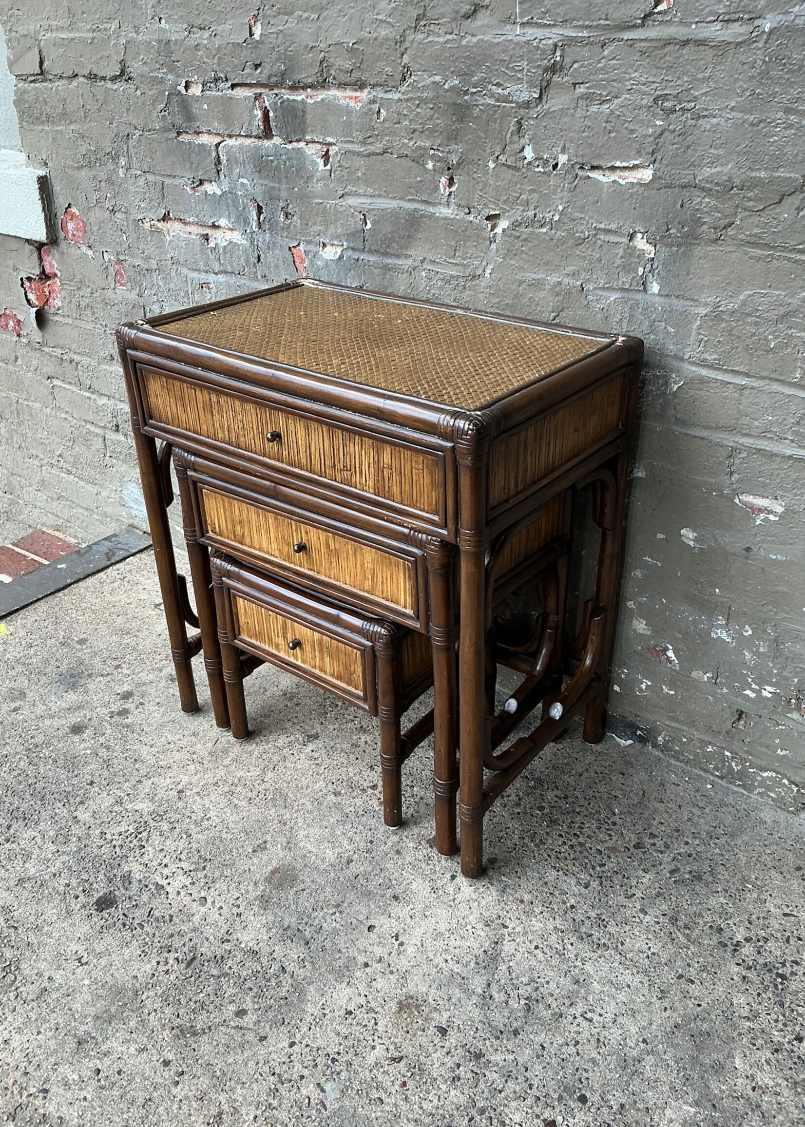 GOODWOOD Set of Three Rattan Nesting Tables