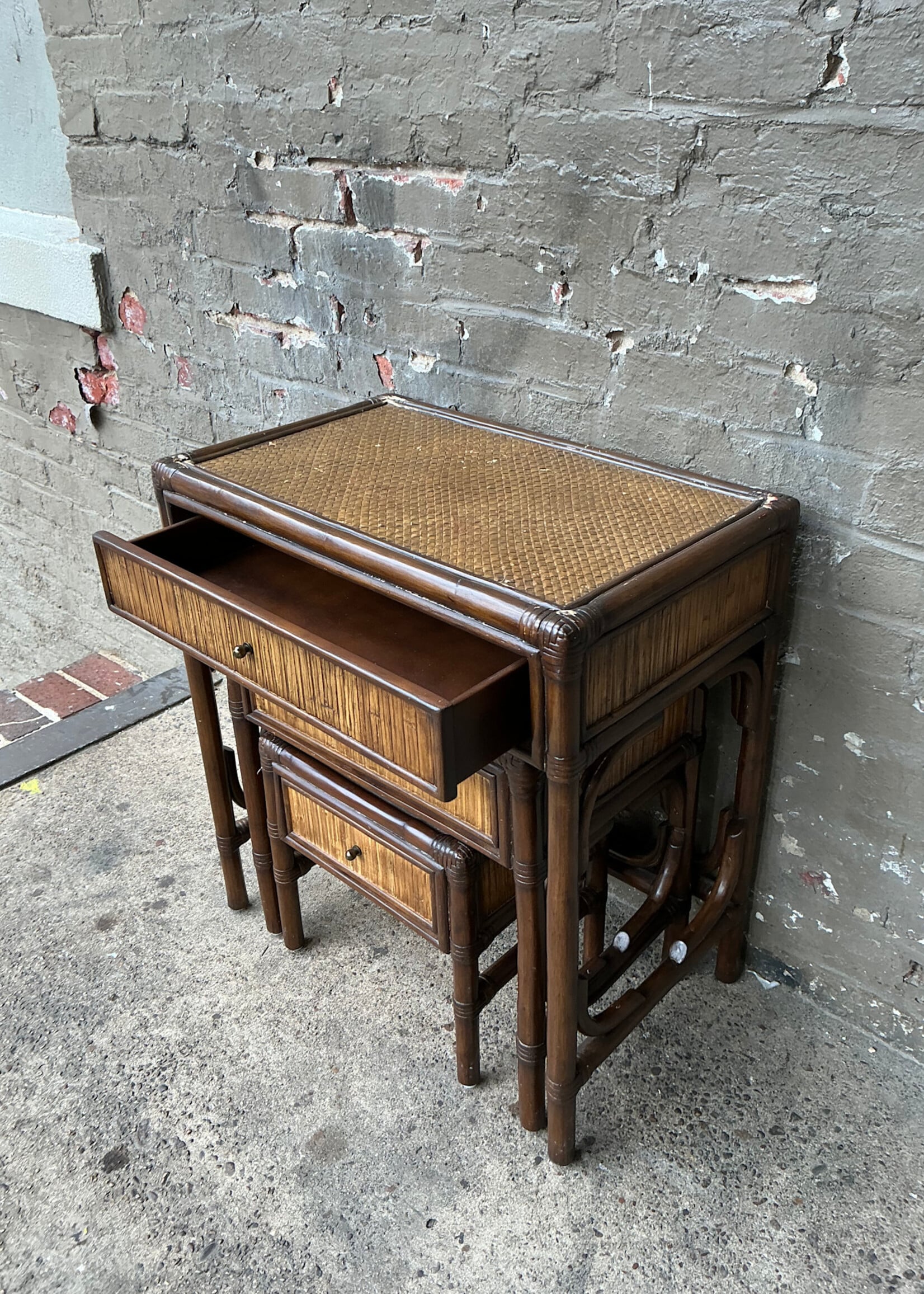 GOODWOOD Set of Three Rattan Nesting Tables
