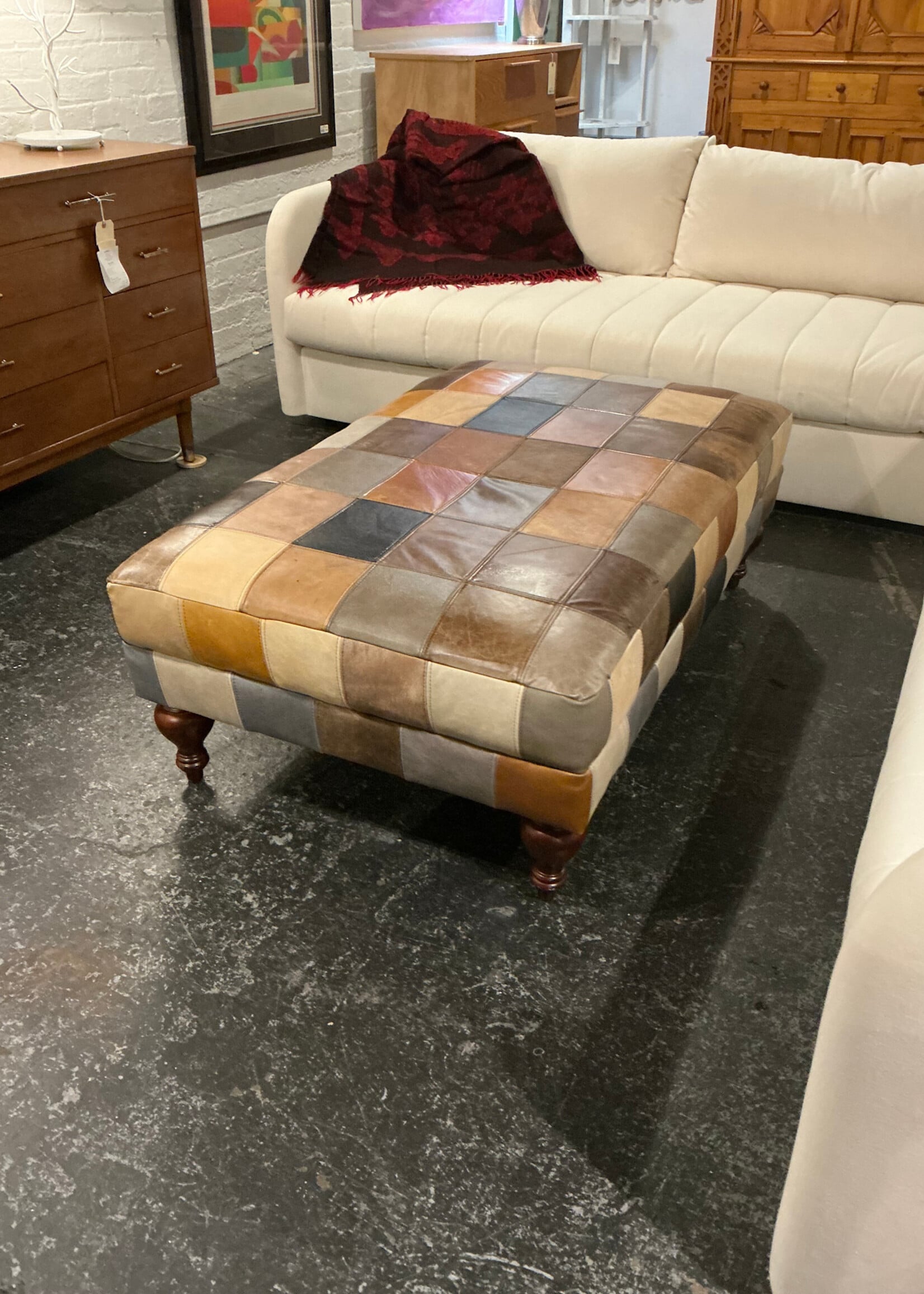 GOODWOOD Leather Patchwork Ottoman