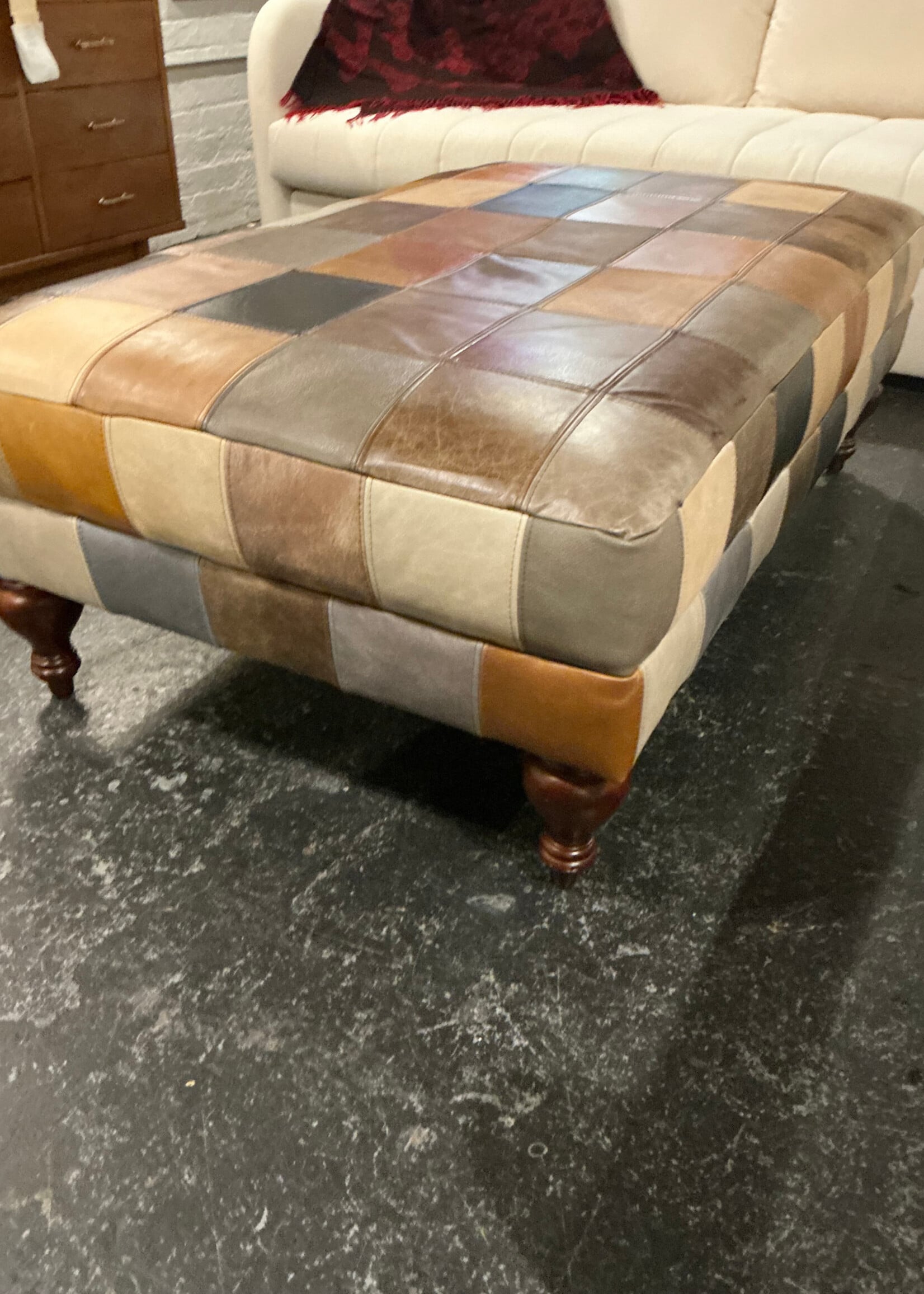 GOODWOOD Leather Patchwork Ottoman