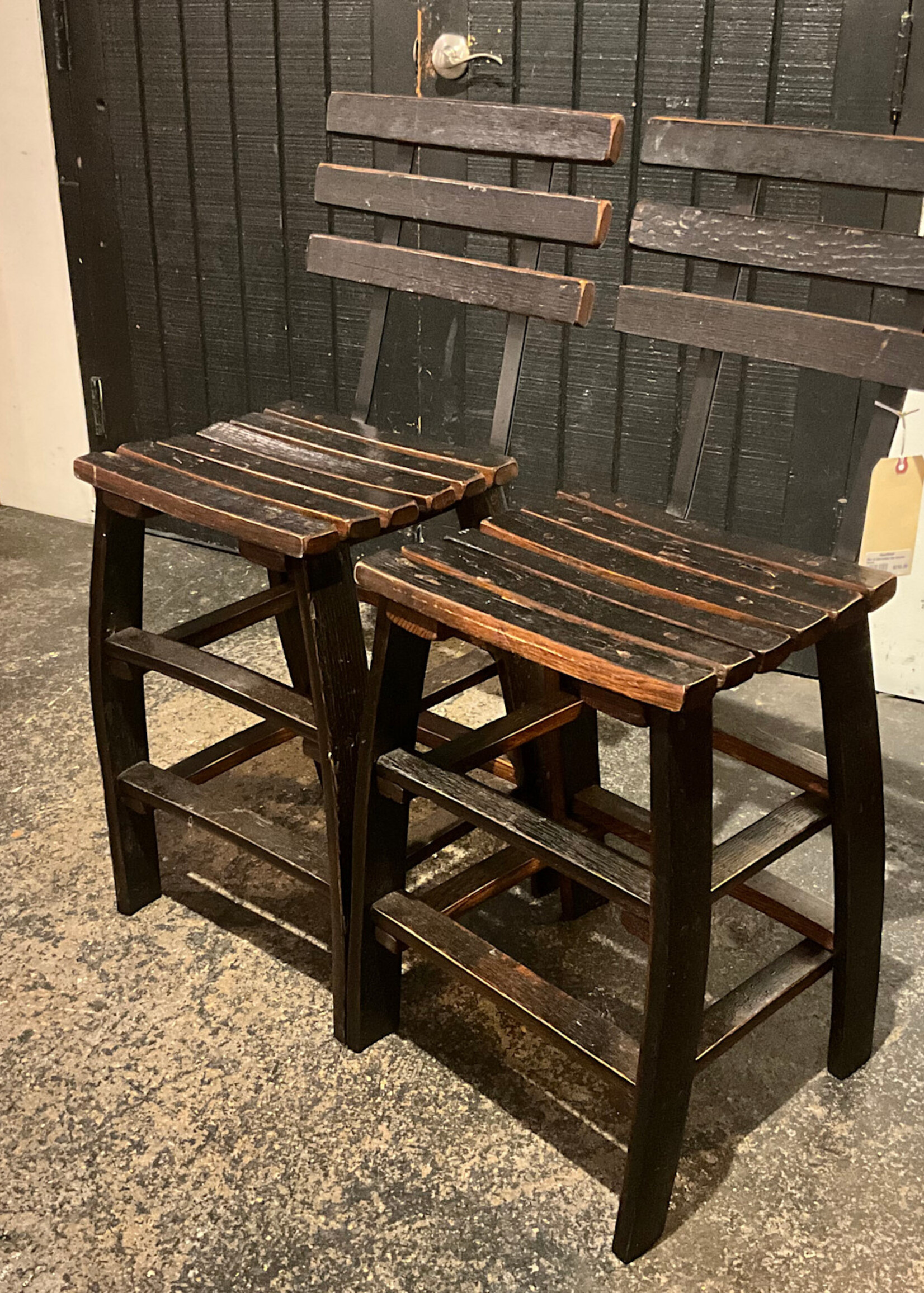 GOODWOOD Pair of Adirondack Oak Counter Stools