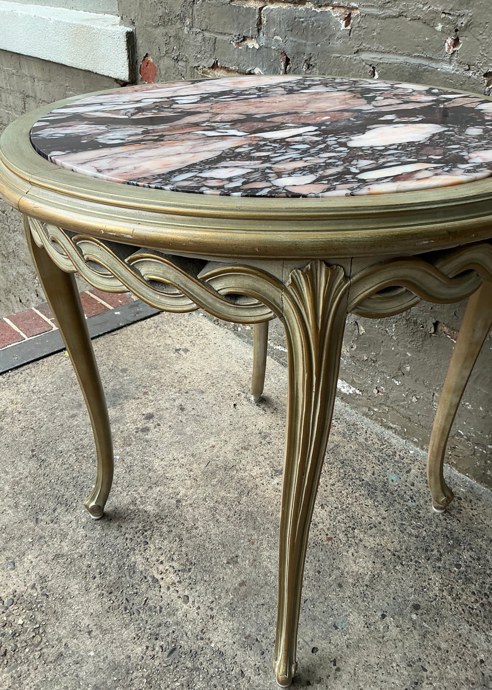 GOODWOOD Hollywood Regency Marble Top Side Table