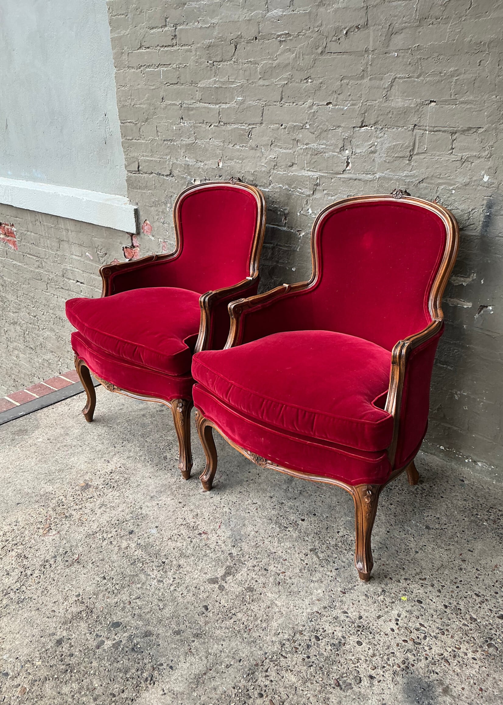 GOODWOOD Pair Vintage Velvet Bergeres