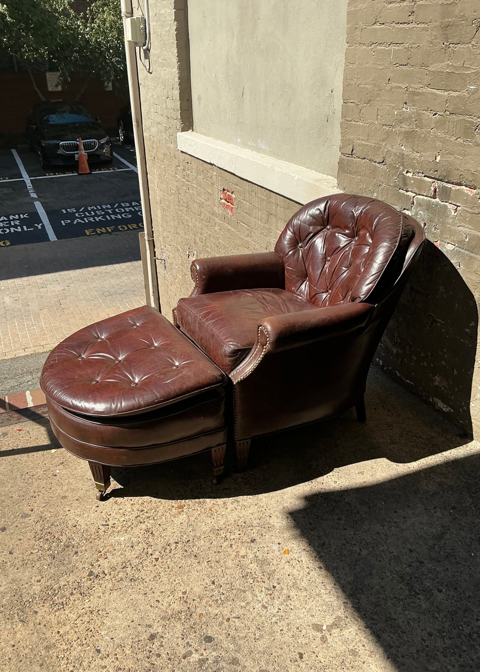 GOODWOOD Vintage Leather Tufted Chair and Ottoman