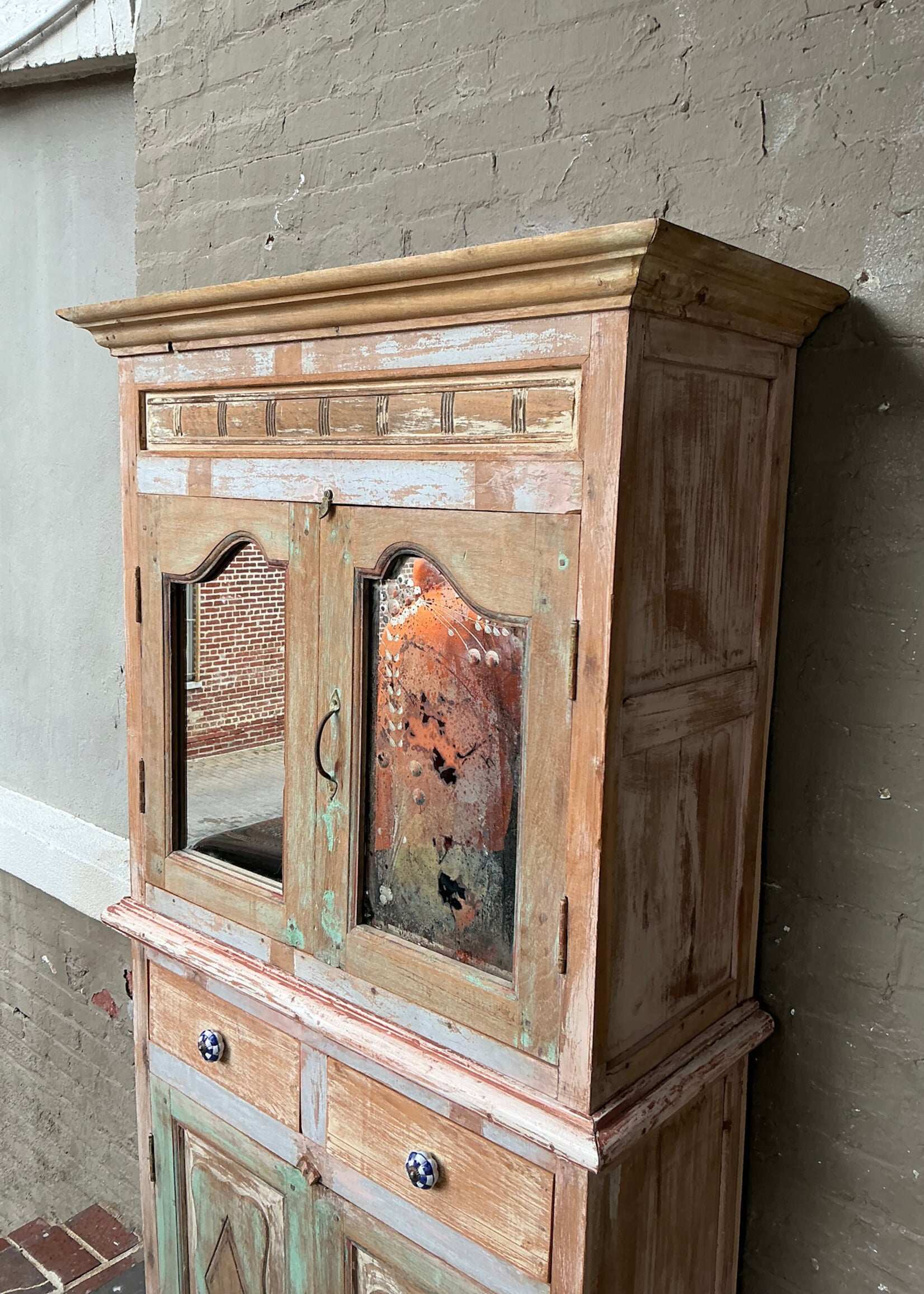 GOODWOOD Vintage Painted Two Part Cupboard