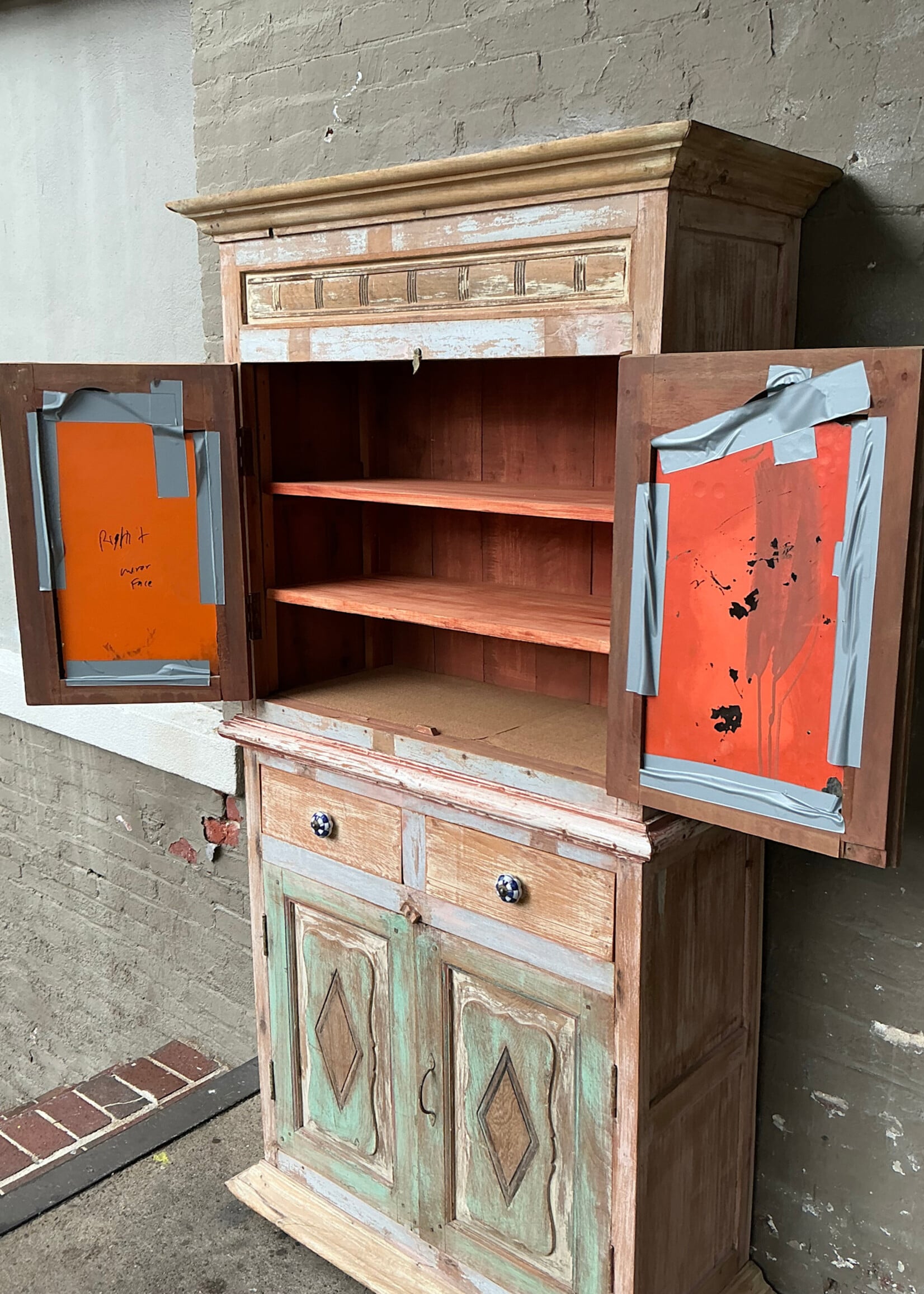 GOODWOOD Vintage Painted Two Part Cupboard