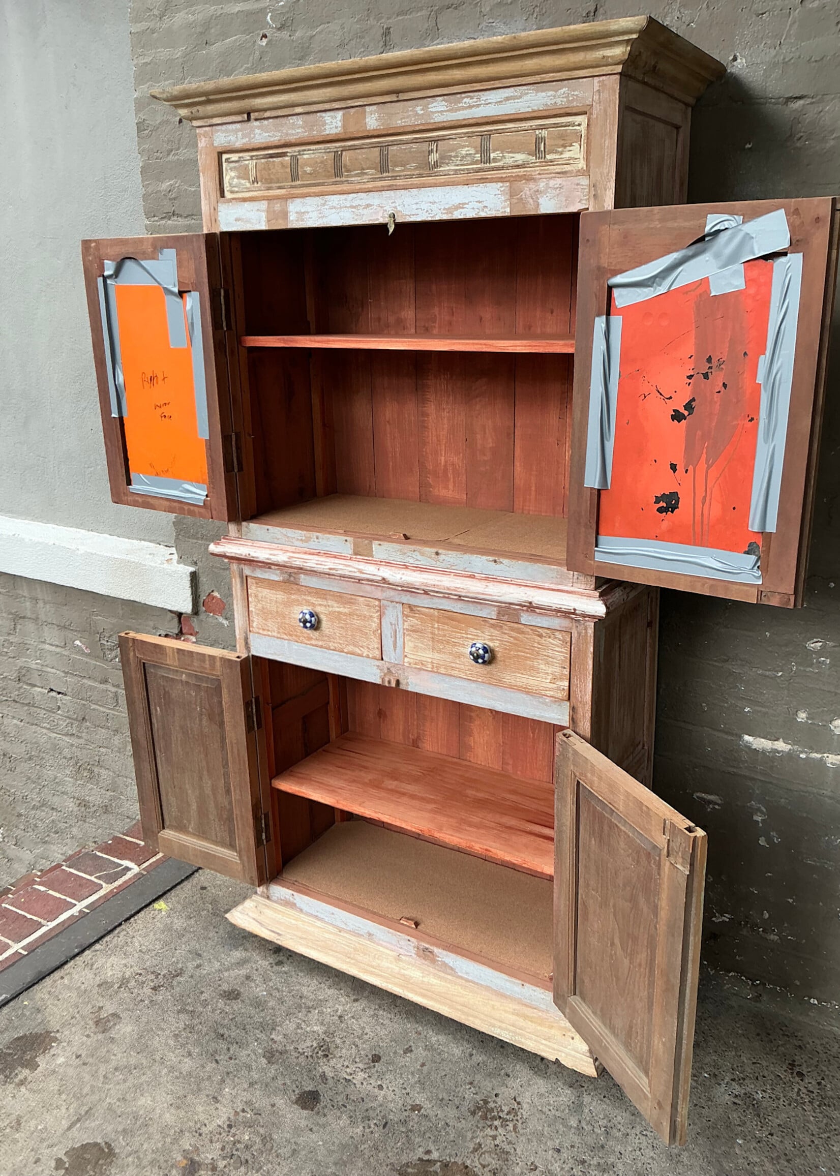 GOODWOOD Vintage Painted Two Part Cupboard