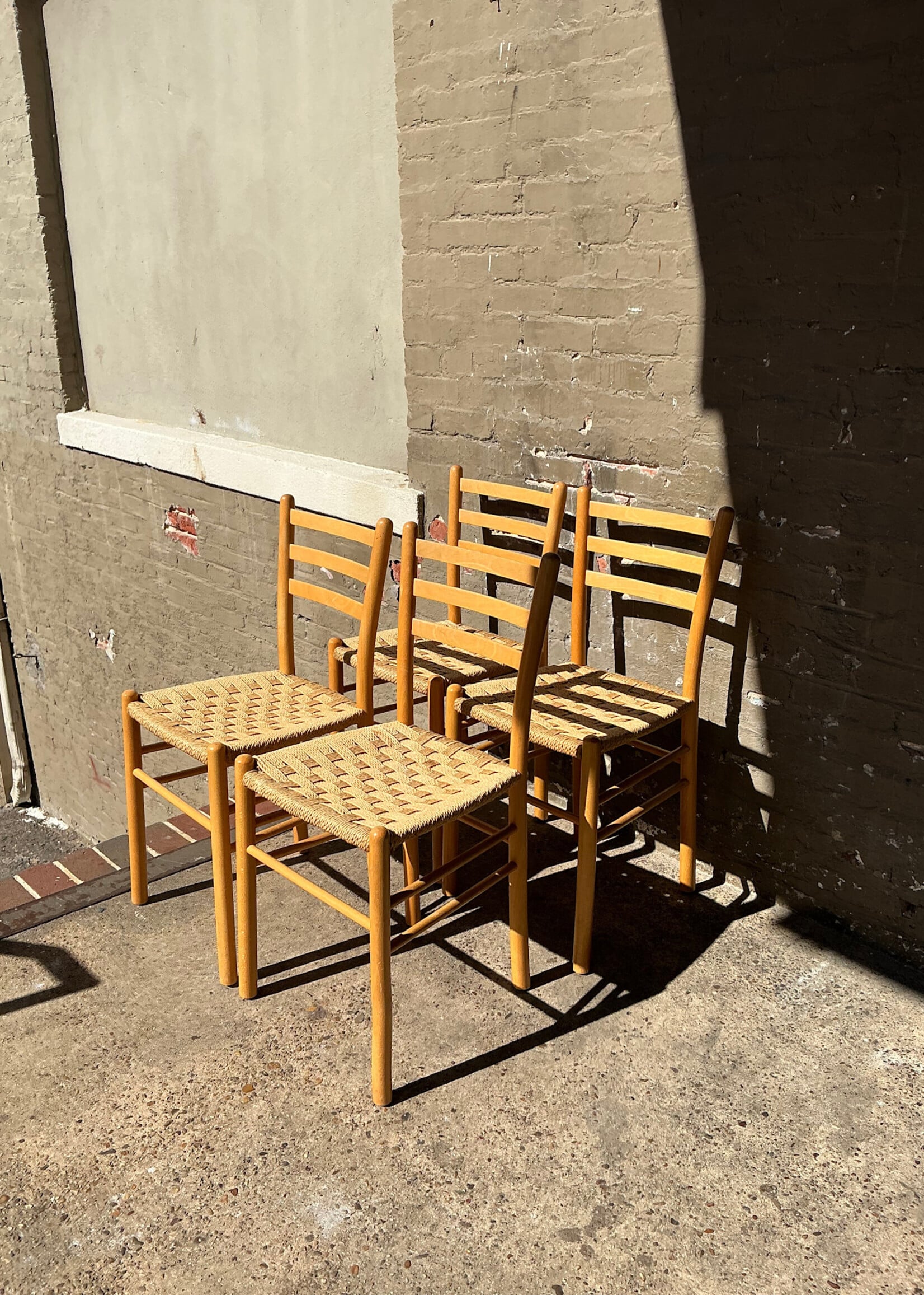GOODWOOD Set of Four MCM Rush Seat Chairs