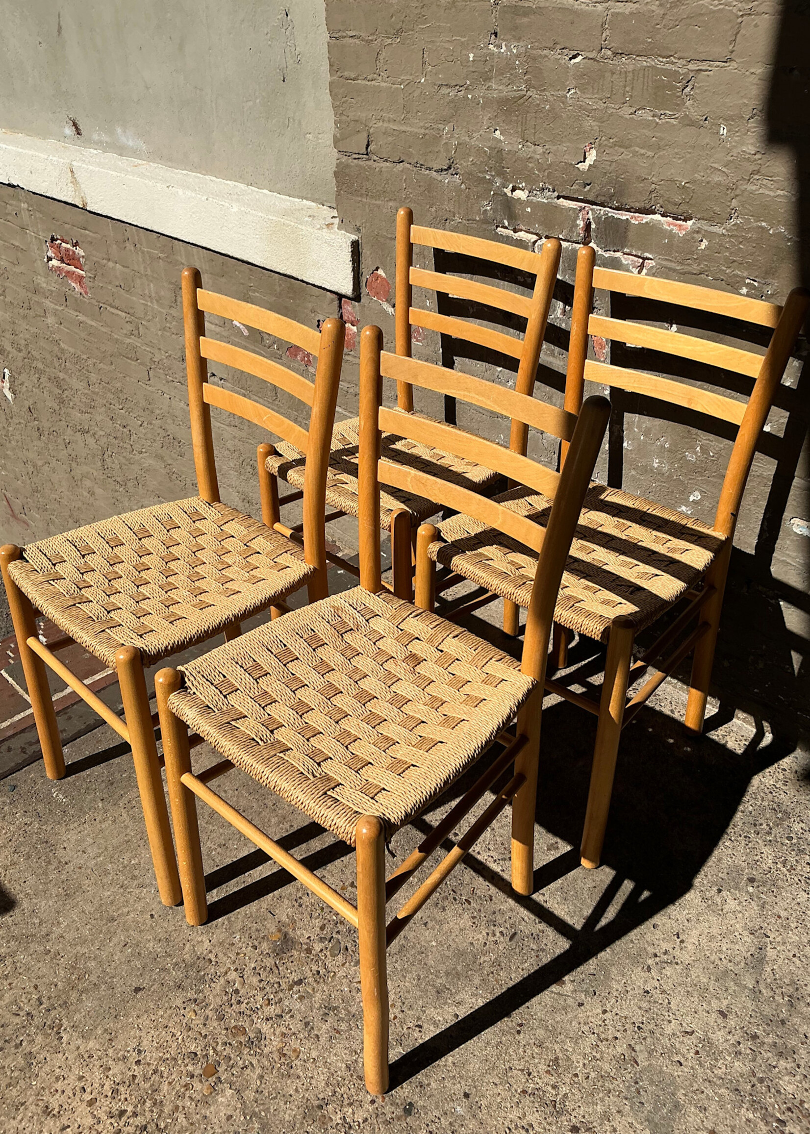 GOODWOOD Set of Four MCM Rush Seat Chairs