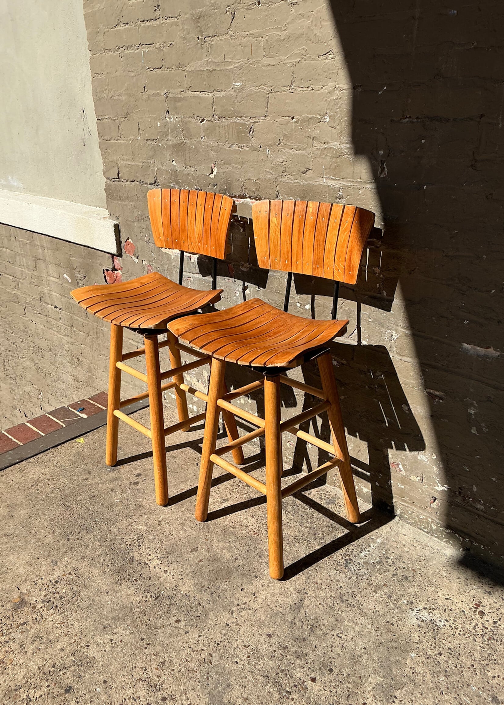 GOODWOOD Pair of Arthur Umanoff Style Counter Stools