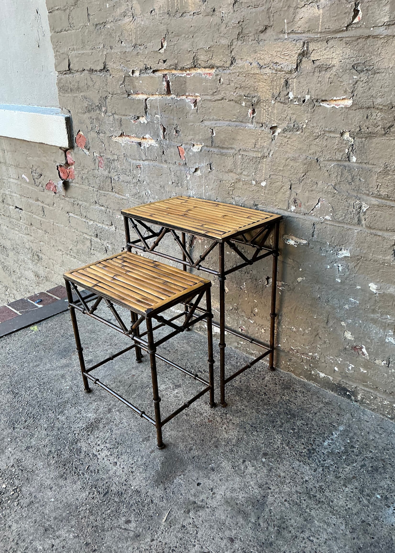GOODWOOD Pair of Bamboo and Metal Nesting Tables