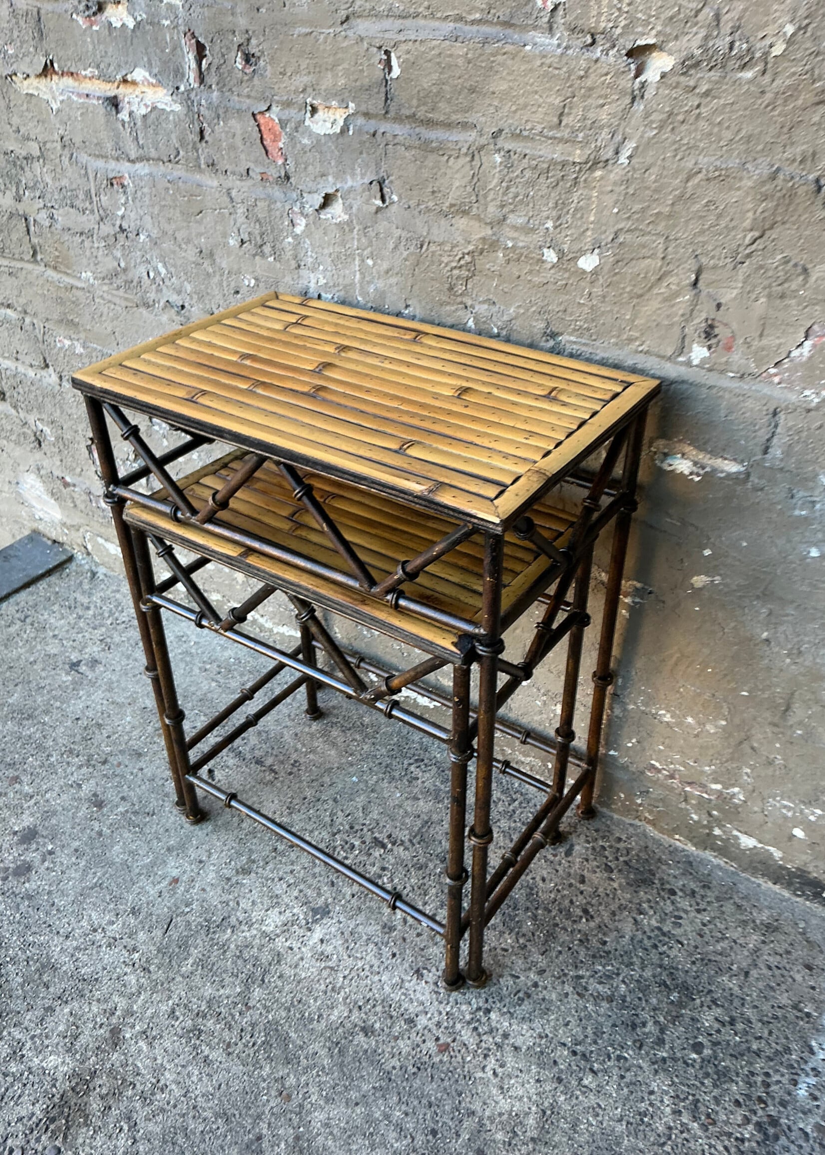 GOODWOOD Pair of Bamboo and Metal Nesting Tables