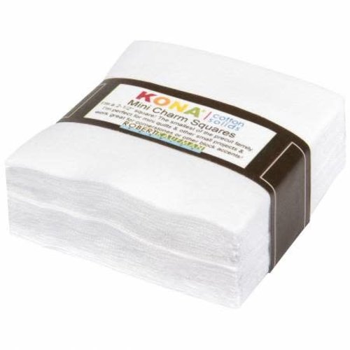 Kona Quilting Cotton Kona 2.5" Mini Charms Squares White Fabric Kona Quilting Cotton Kona 2.5" Mini Charms Squares White Fabric