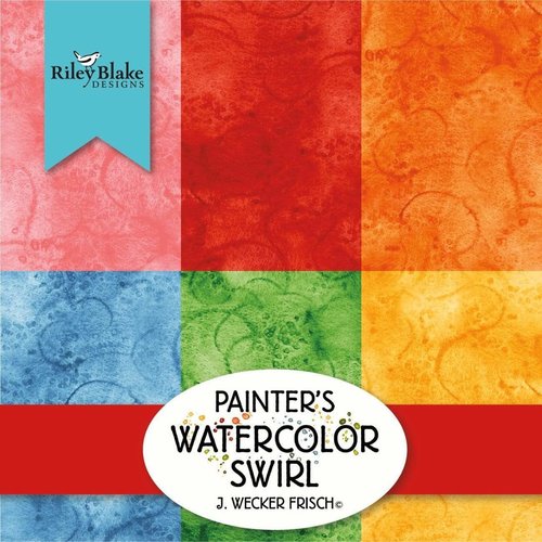 Riley Blake Riley Blake Designs By Wecker-Frisch, Janet Painter's Watercolour Swirl 5" Charm Pack Square Fabric For Riley Blake Designs Riley Blake Riley Blake Designs By Wecker-Frisch, Janet Painter's Watercolour Swirl 5" Charm Pack Square Fabric For Riley Blake Designs