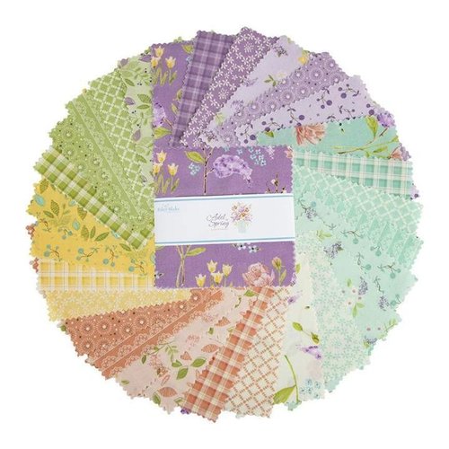 Riley Blake Quilting Cotton Charm Pack Adel In Spring Square Fabric By sandy Gervais For Riley Blake Designs