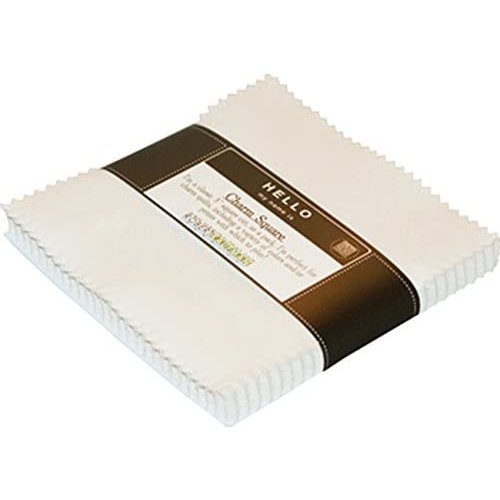 Kona Kona Solid Cotton 5" Charm Squares Snow Quilting Fabric Kona Kona Solid Cotton 5" Charm Squares Snow Quilting Fabric