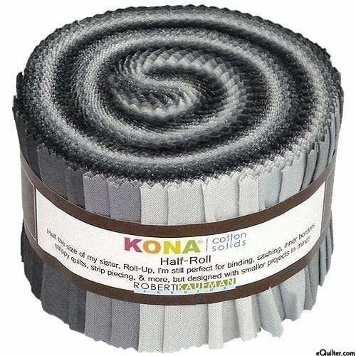 Kona Kona Quilting Cotton Solids 2.5" Half Jelly Roll Strips Stormy Skies Colourway by Robert Kaufman