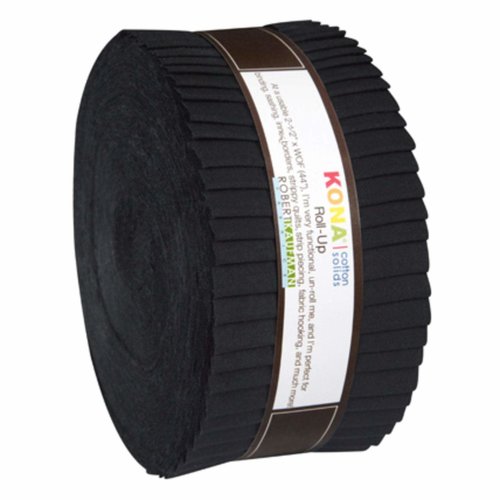 Kona 2.5" Kona Cotton Solid Black Jelly Roll Strips by Robert Kaufman Fabric Kona 2.5" Kona Cotton Solid Black Jelly Roll Strips by Robert Kaufman Fabric