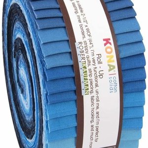 Kona Kona Quilting Cotton Solids 2.5" Jell Roll Strips  Dusk To Dawn Colourway Fabric 40pcs/bundle by Robert Kaufman
