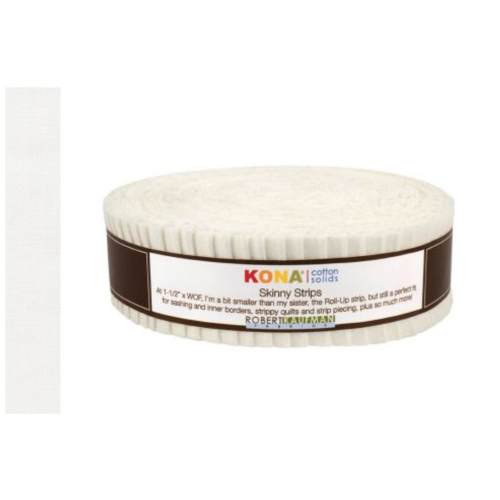 Kona Kona Cotton Solid  Snow 1.5" Strips Skinny Jelly Roll Precut Fabric By Robert Kaufman