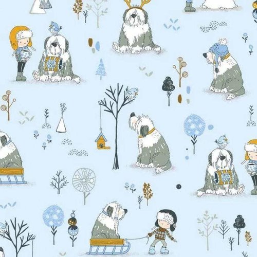 Michael Miller Blue Sled Dog ~ Winter Days by Lisa Glanz for Michael Miller, 100% Quilting Cotton Michael Miller Blue Sled Dog ~ Winter Days by Lisa Glanz for Michael Miller, 100% Quilting Cotton