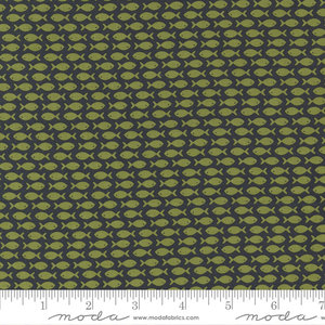 Moda Fabrics Quilting Cotton Timber Black And Pine Go Fish By Sweetwater for Moda Fabrics