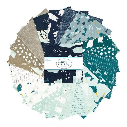 Riley Blake Quilting Cotton Square 5" Charm Pack Nice Ice Baby By Deena Rutter For Riley Blake Designs Riley Blake Quilting Cotton Square 5" Charm Pack Nice Ice Baby By Deena Rutter For Riley Blake Designs