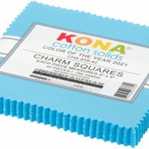 Kona Quilting Cotton Kona Charm Squares Horizon Colour Of The Year 2021 Fabric Bundle