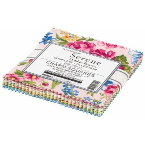 Robert Kaufman Quilting Cotton 5" Charm Squares Flowerhouse Serene by Debbie Beaves For Robert Kaufman Robert Kaufman Quilting Cotton 5" Charm Squares Flowerhouse Serene by Debbie Beaves For Robert Kaufman
