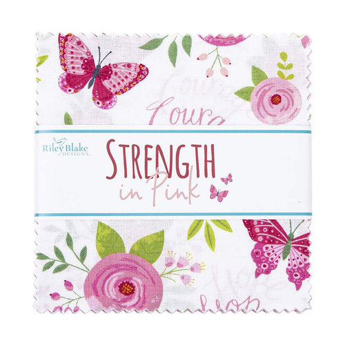 Riley Blake Designs Quilting Cotton Charm Pack Strength In Pink By Riley Blake Designs