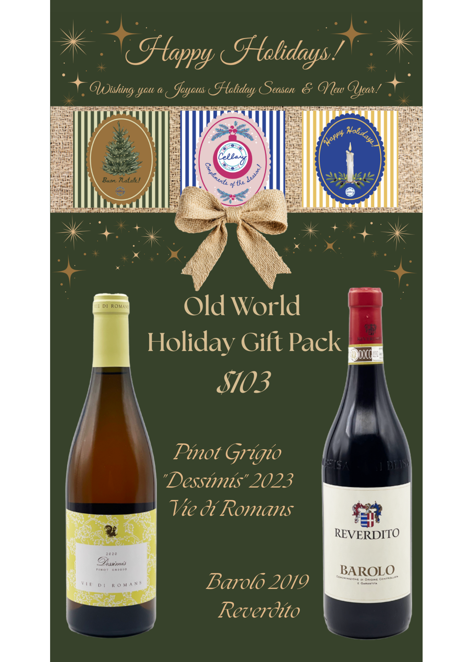 Old World Holiday Gift Pack (Dessimis Pinot Grigio & Reverdito Barolo)
