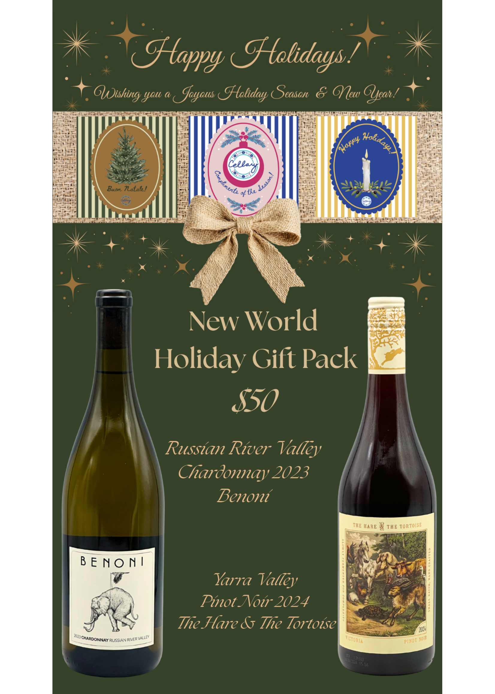 New World Holiday Gift Pack (Benoni Chardonnay & Tortoise & Hare Pinot Noir)