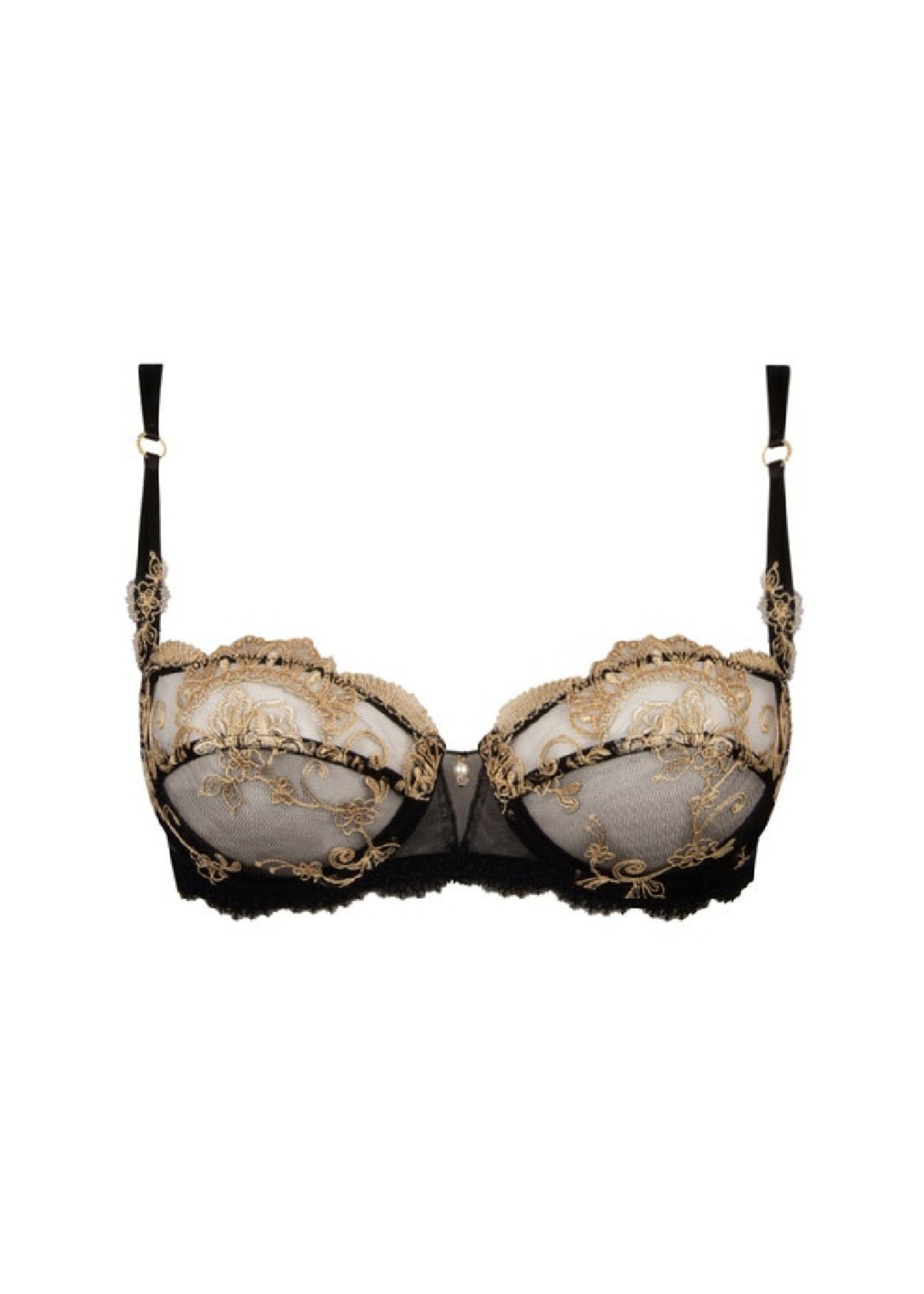 Boudoir Balconette Bra with Lace and Embroidery - Déesse