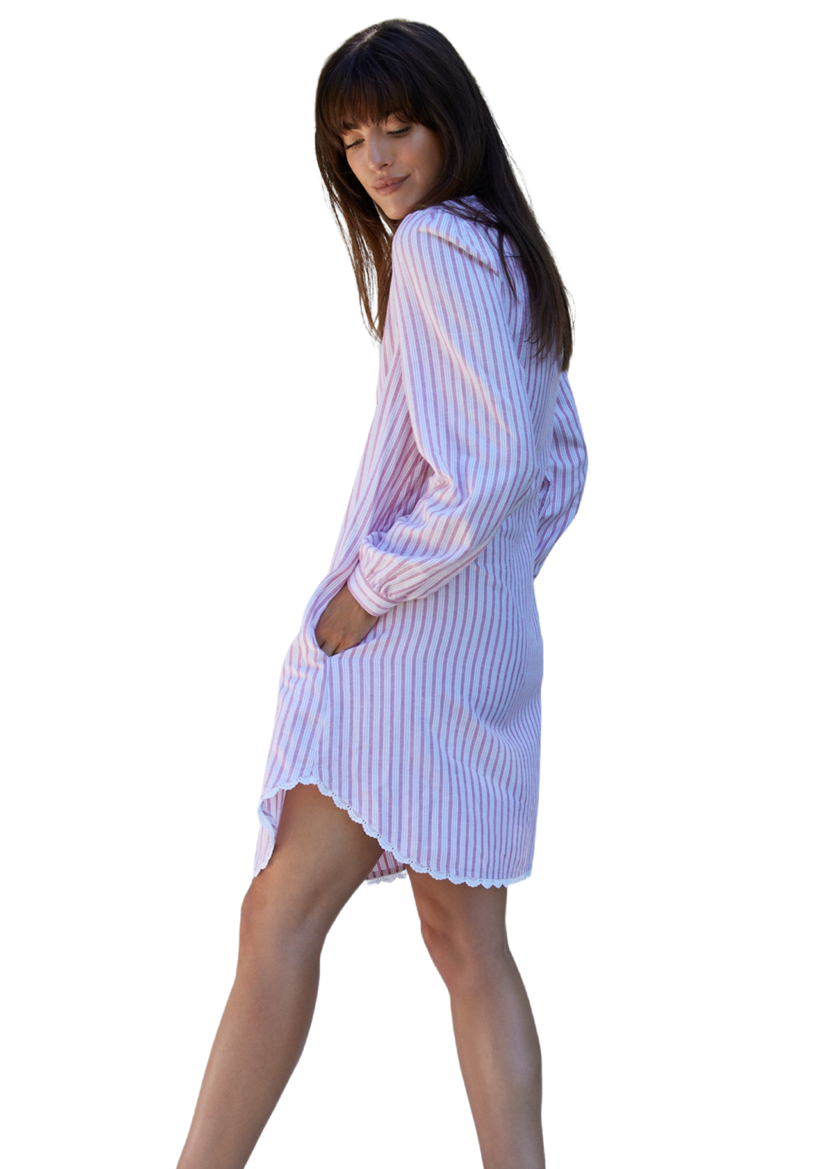 Eileen West Candy Stripe Light Flannel Shirtdress