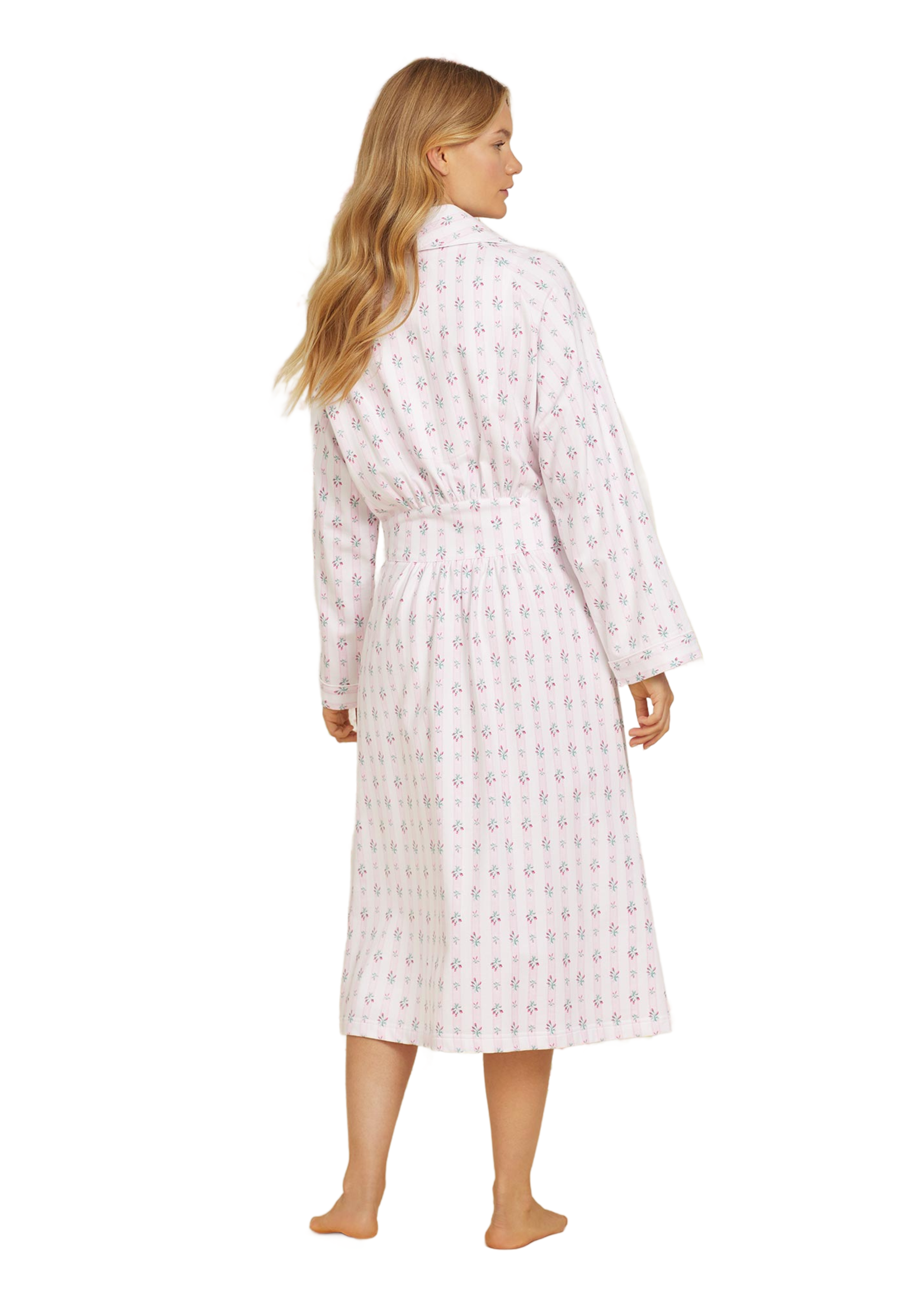 Eileen West Sweetest Floral Stripe French Terry  Robe