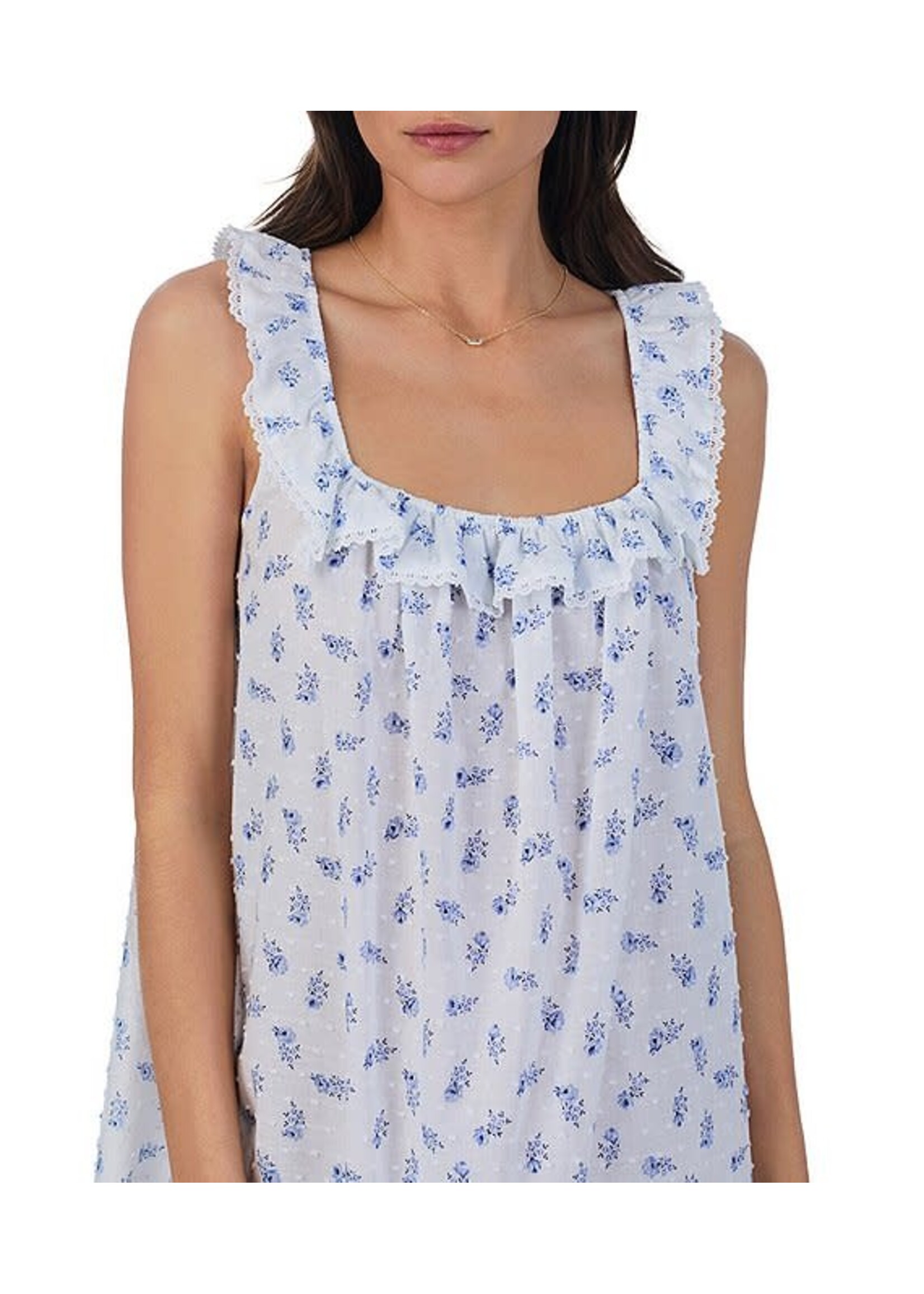 Eileen West Floral Swiss Dot Ruffled Chemise